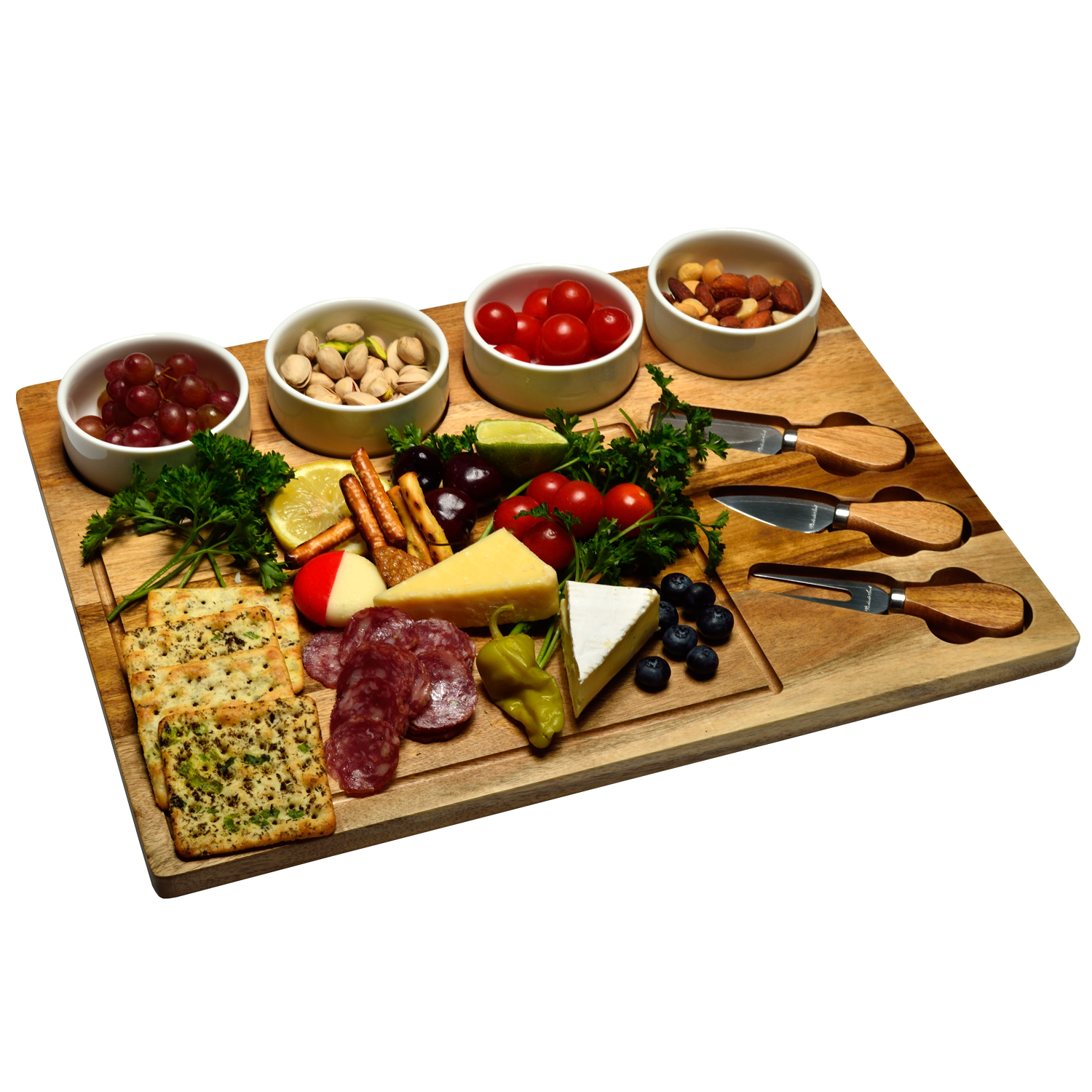 8 Piece Large Acacia Cheese Board Set